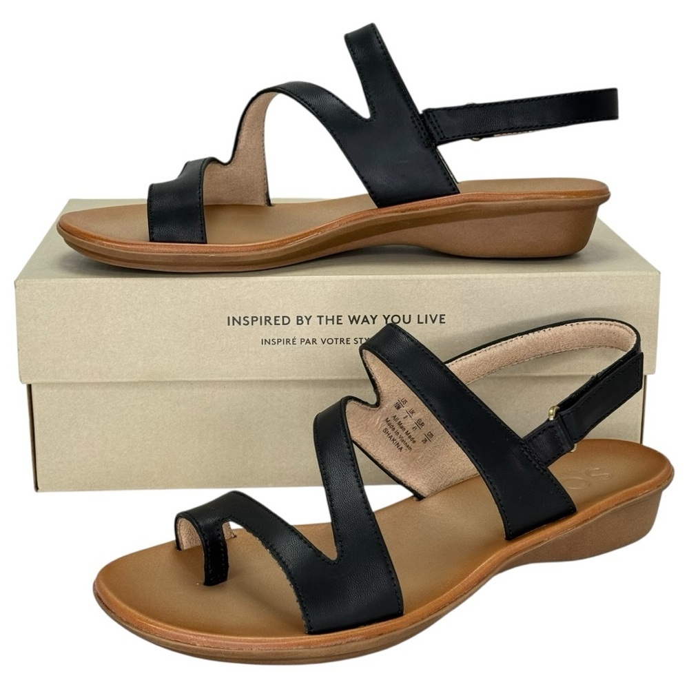 Soul Naturalizer Shakina Black Faux Leather Toe Ring Womens Sandals Size 10M - Picture 2 of 13